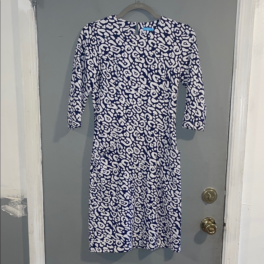 J.‎ McLaughlin Navy and White Abstract Midi Dress Size XS